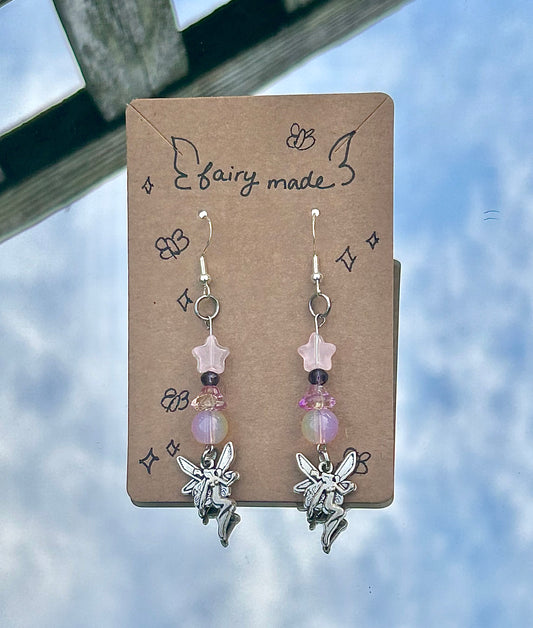 Pink Stardrop Fairy Earrings