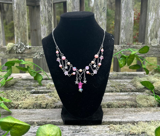 Pink Stardrop Fairy Necklace