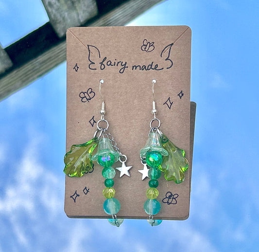 Green Flowerdrip Earrings