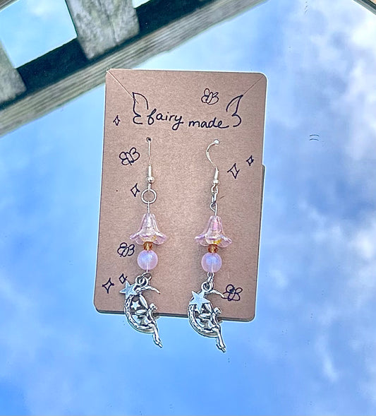 Pink Moon Drop Fairy Earrings