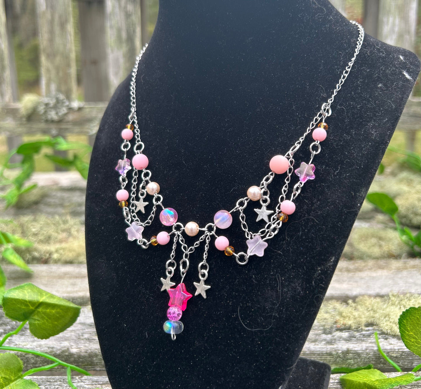 Pink Stardrop Fairy Necklace