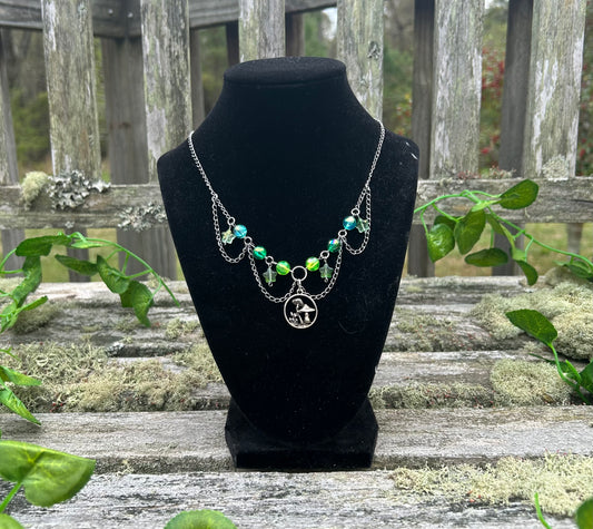 Simple Green Mushroom Fairy Necklace