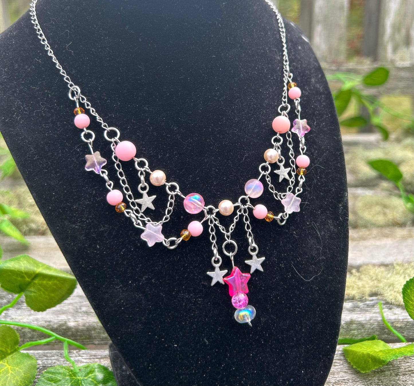 Pink Stardrop Fairy Necklace