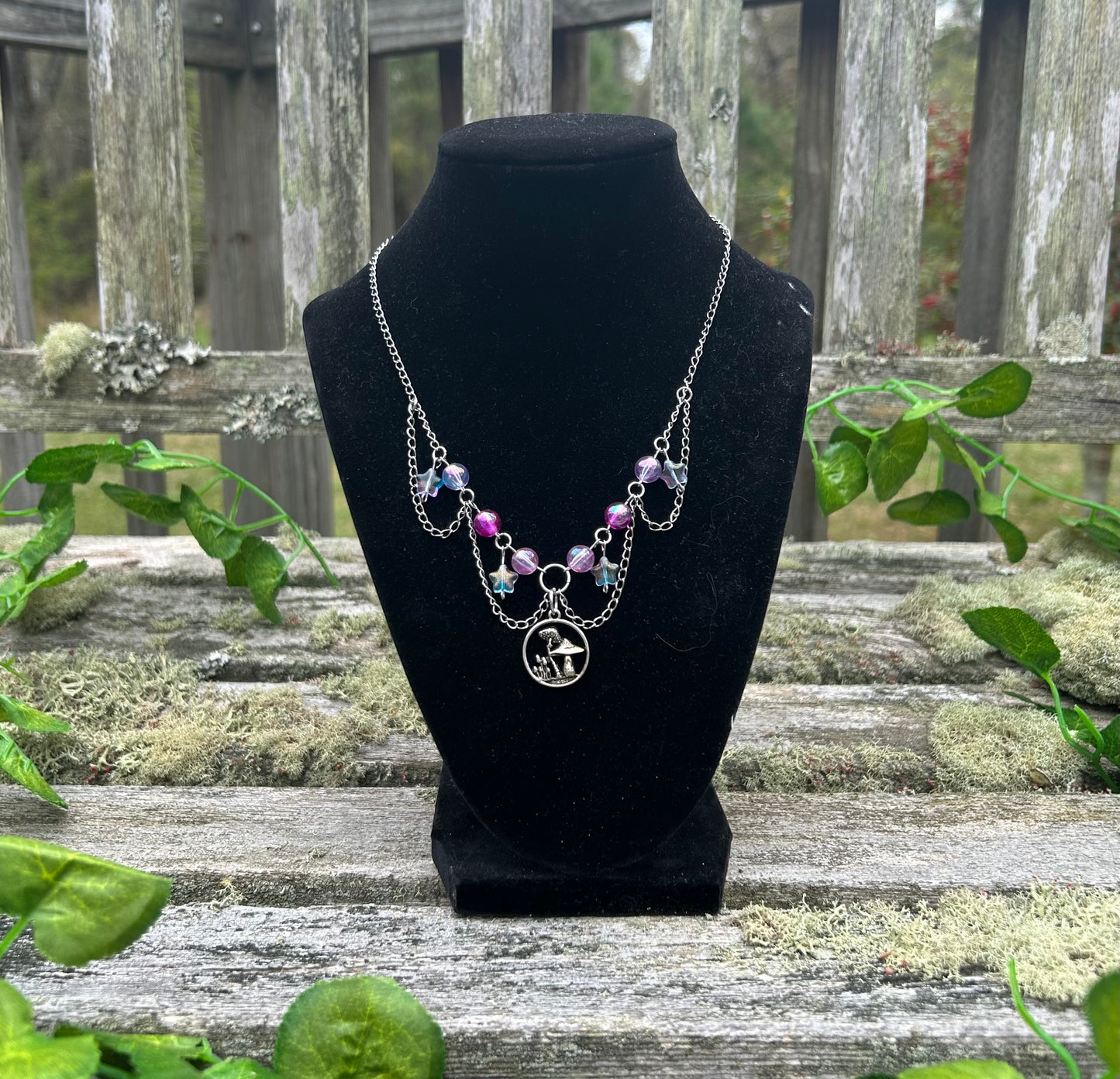 Simple Purple Mushroom Fairy Necklace