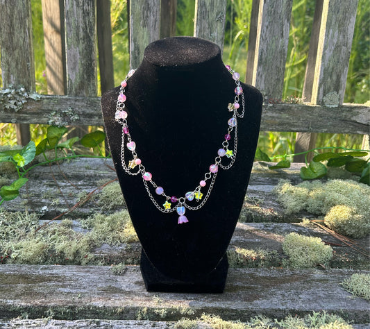 Pink Fairy Flower Necklace